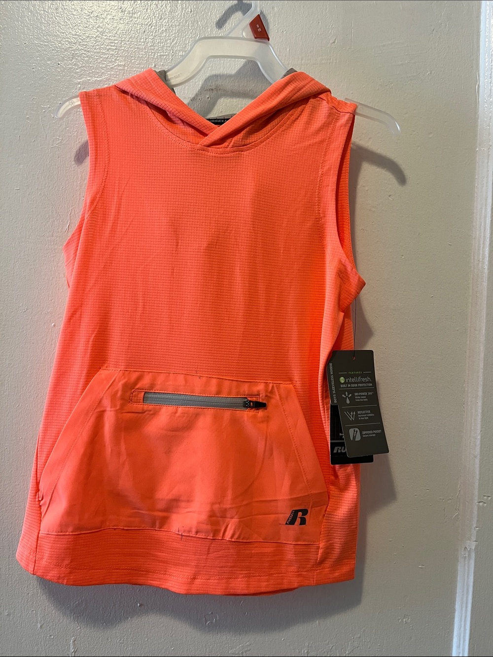 Russell Athletic Coral Hooded Muscle Tee